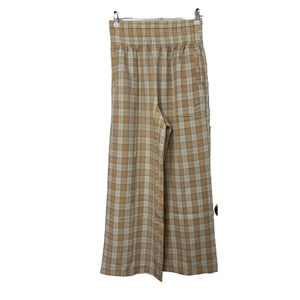 Collusion Women's 6 Relaxed Wide Leg Tan Plaid‎ Pants Flowy Y2K 90's Festival
